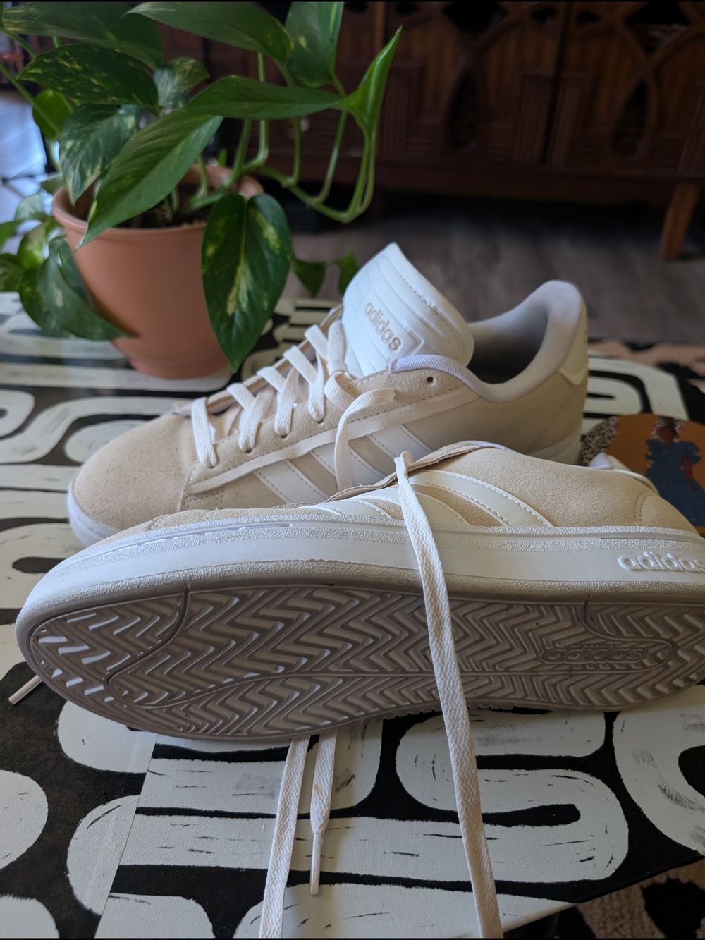 adidas Suede Casual Sneakers in Light Beige and White - Picture 7 of 8
